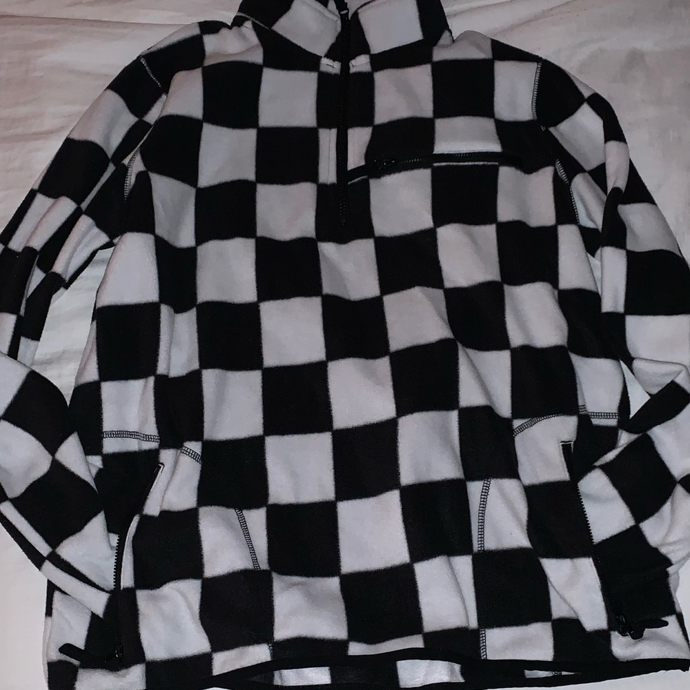 3/4 Zip Checkered Pullover